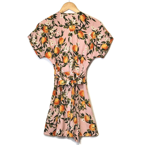 Marine Layer Camila Tropical Floral Orange Print Summer Pink Mini Dress Size XS - Picture 6 of 15